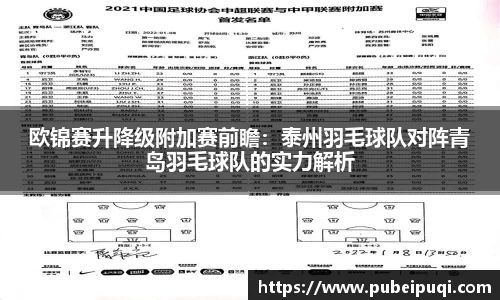 欧锦赛升降级附加赛前瞻：泰州羽毛球队对阵青岛羽毛球队的实力解析